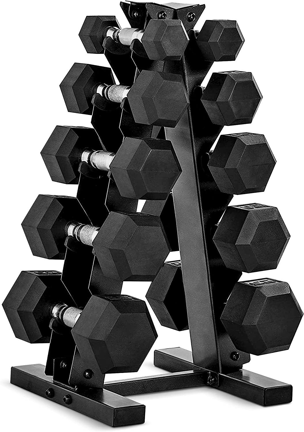 MotionFit Rubber-Coated Dumbbell Rack Set
