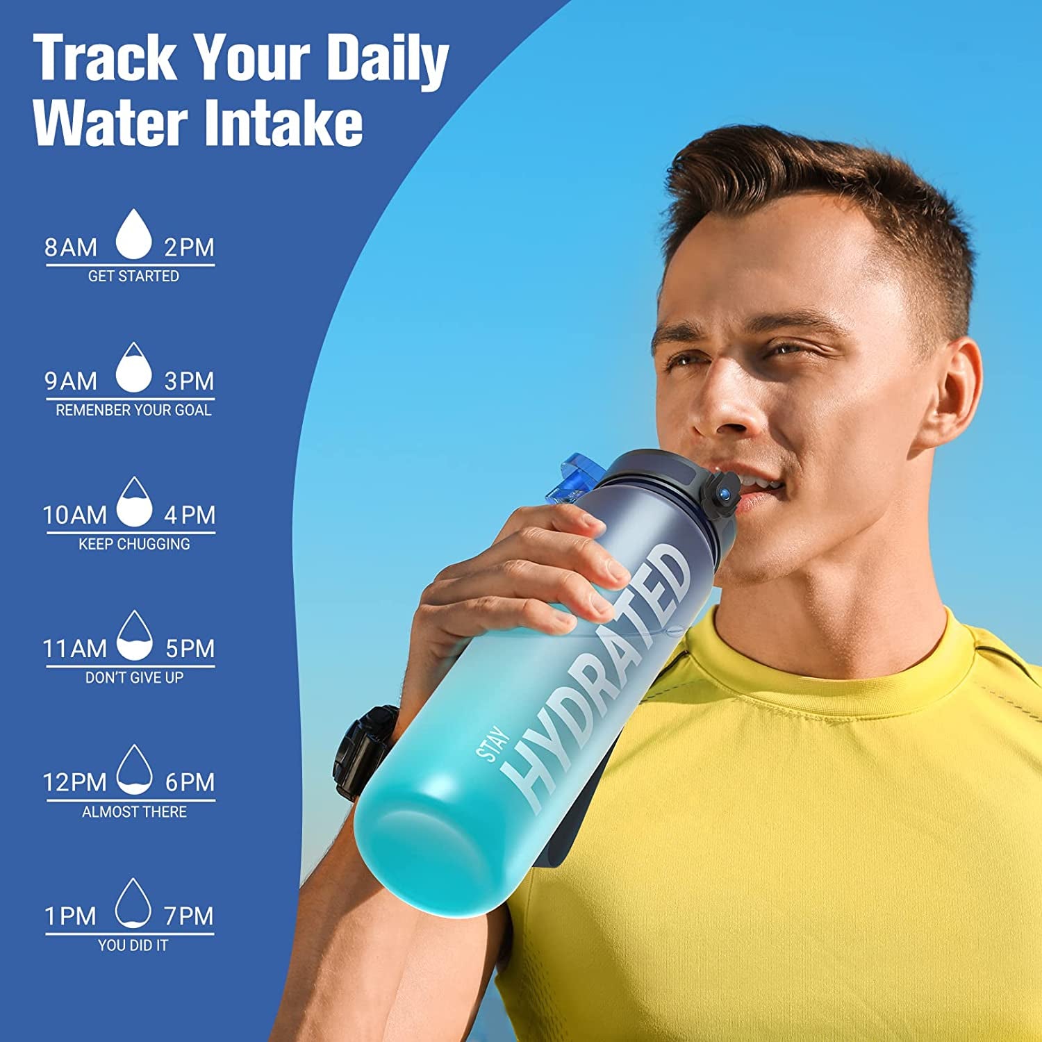 MotionFit Motivational Water Bottle – 1L