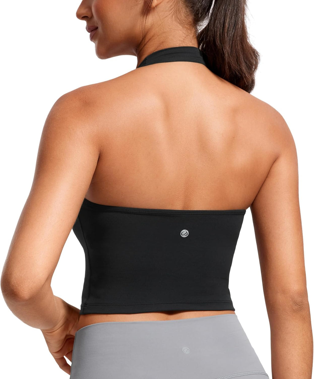 Butterluxe Halter Crop Tank Tops for Women - Open Back Padded Longline Sports Bras Workout Gym
