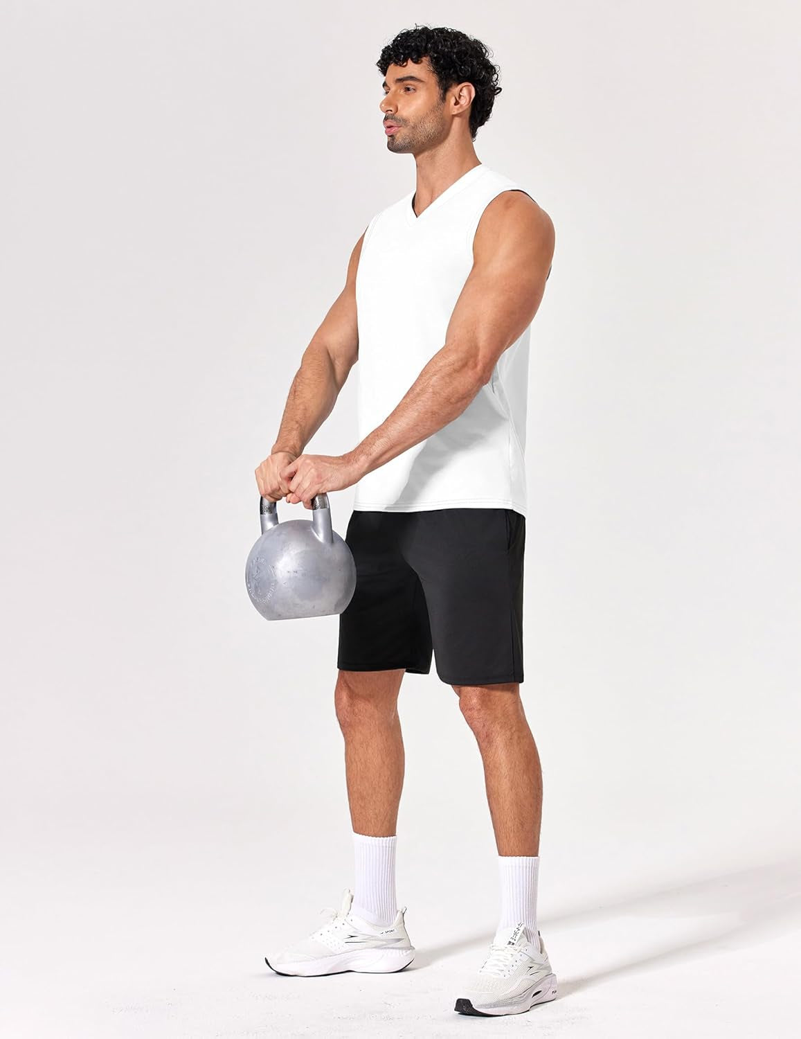 Men'S Workout Tank Tops V Neck Sleeveless Shirts Quick Dry Athletic Gym Muscle T Shirt Lightweight Soft Tee