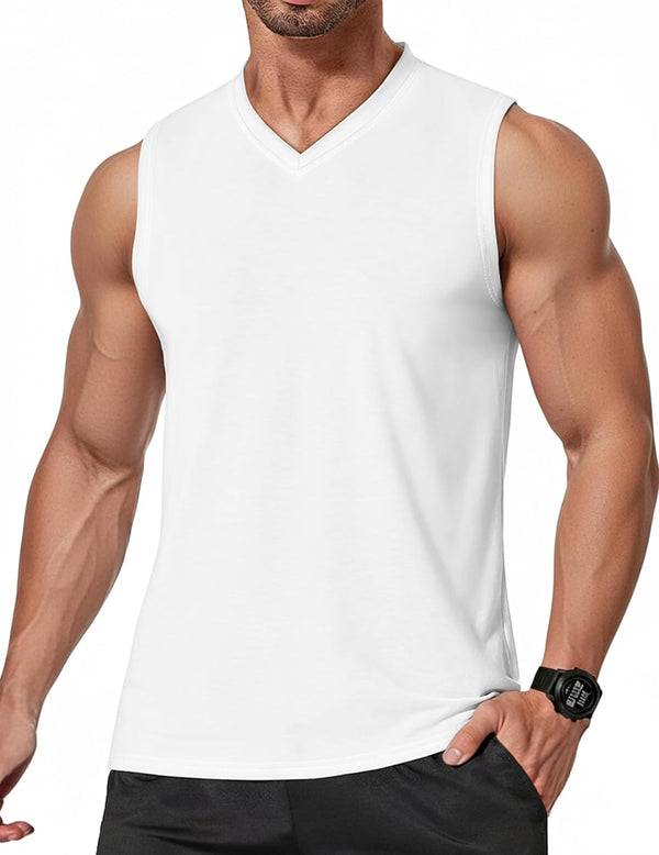 Men'S Workout Tank Tops V Neck Sleeveless Shirts Quick Dry Athletic Gym Muscle T Shirt Lightweight Soft Tee