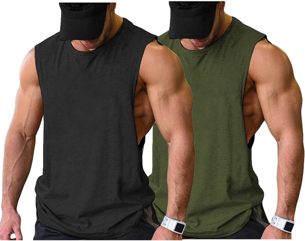 Men Workout Tank Top 2 Pack Gym Bodybuilding Sleeveless Muscle T Shirts