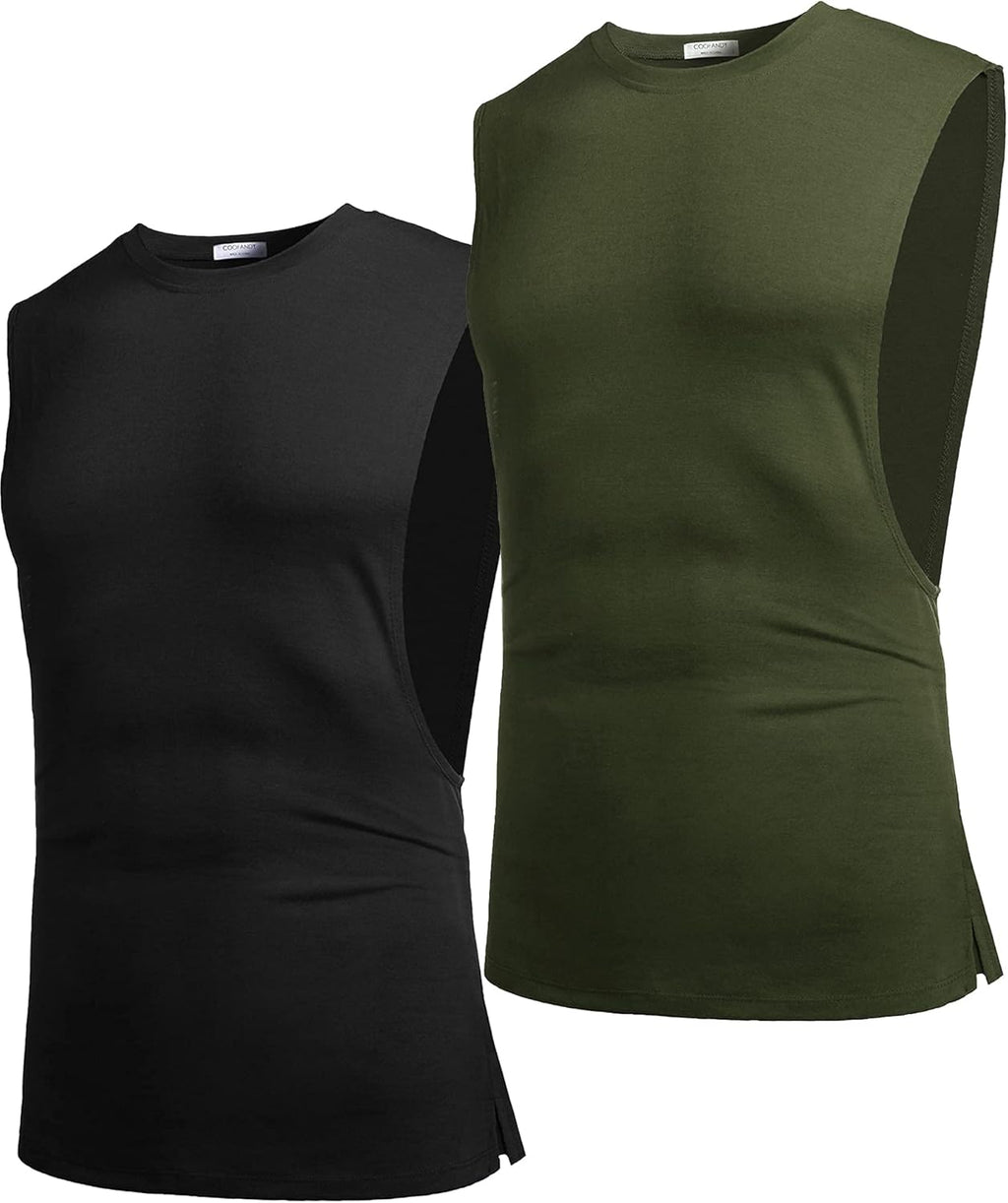 Men Workout Tank Top 2 Pack Gym Bodybuilding Sleeveless Muscle T Shirts