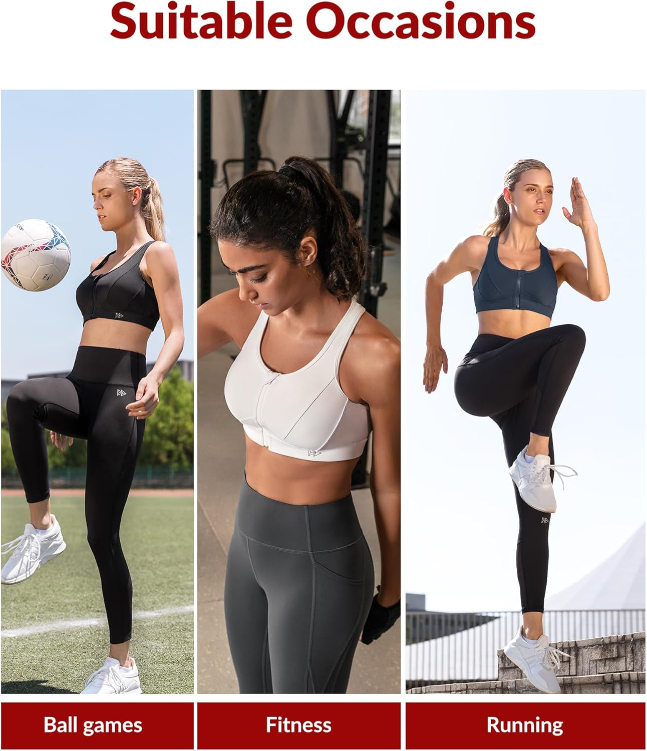 Zip Front Sports Bra - High Impact Sports Bras for Women 